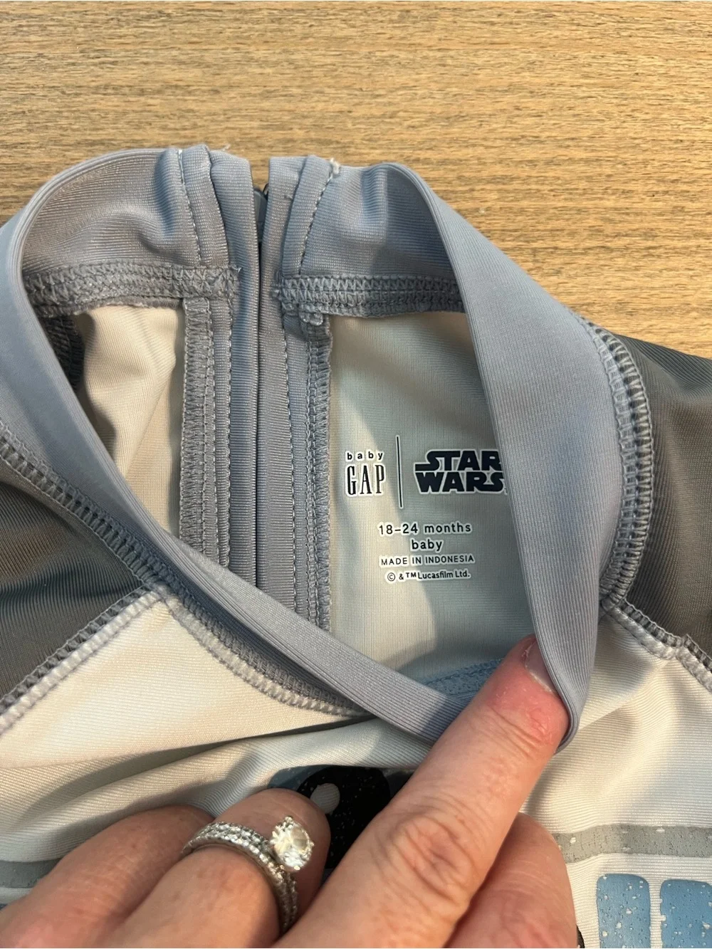 GAP Baby Star Wars Rash Guard Romper - Light Gray & Blue
